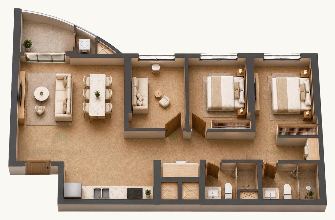Layout bóc mái căn 2PN+1